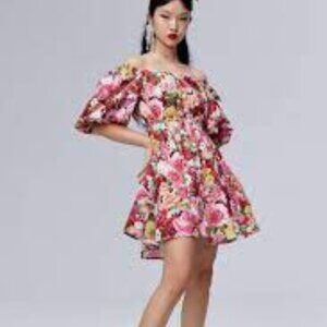 Mukzin  Floral Print Bubble mini  Dress- Adventure In Space size Medium